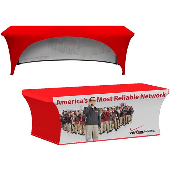 48948 - 8-ft. Stretch Table Cover Multi-Panel Print, Full Bleed or Custom Fabric Color With An Open Back
