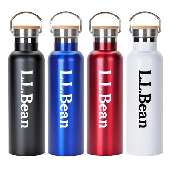 BTL126 - 20 oz. Stainless Steel Water Bottle with Screw-on Bamboo Lid