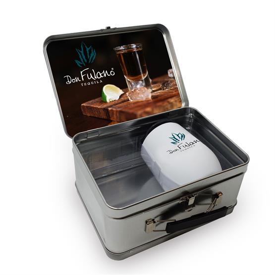 KIT805 - Retro Lunchbox + Single 12oz Rubberized Finish Stemless Wine Glass In Vacuum Formed Insert