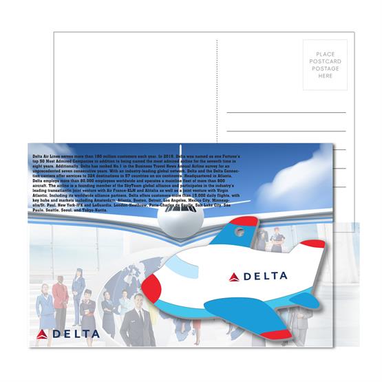 PC-PLT07 - Post Card With Full-Color Blue Plane Luggage Tag