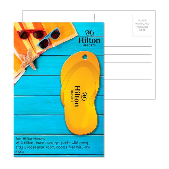 PC-PLT08 - Post Card With Full-Color Orange Flip Flop Luggage Tag