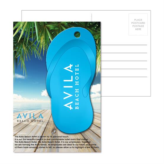 PC-PLT09 - Post Card With Full-Color Blue Flip Flop Luggage Tag