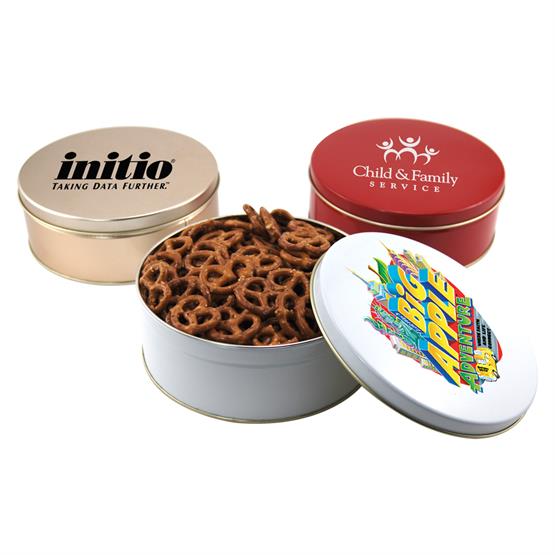TC202 - Smaller Gift Tin with 3 way Nut and Pretzel fill