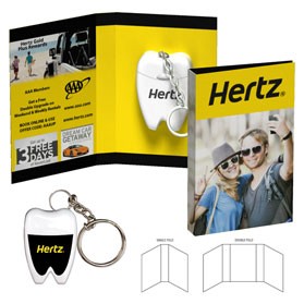 Tek Booklet with Tooth Shaped Dental Floss With Key Chain